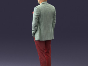 old man in grey jacket 0351 3D Model