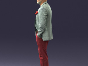 old man in grey jacket 0351 3D Model