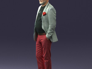 old man in grey jacket 0351 3D Model