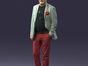 old man in grey jacket 0351 3D Model