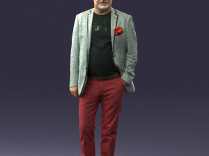 old man in grey jacket 0351 3D Model