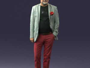old man in grey jacket 0351 3D Model