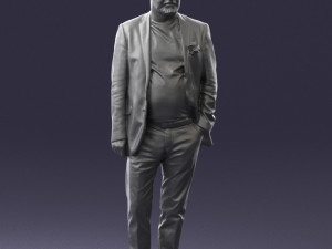 old man in grey jacket 0351 3D Model