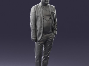 old man in grey jacket 0351 3D Model
