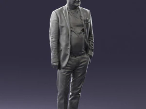 old man in grey jacket 0351 3D Model