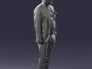 old man in grey jacket 0351 3D Model