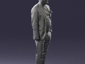 old man in grey jacket 0351 3D Model