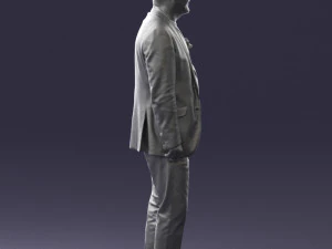 old man in grey jacket 0351 3D Model