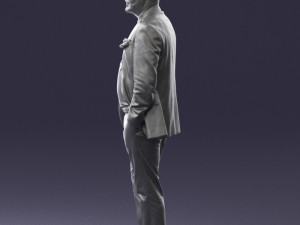 old man in grey jacket 0351 3D Model