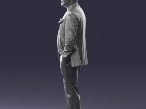 old man in grey jacket 0351 3D Model