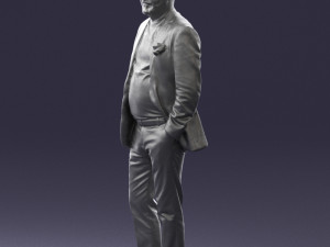 old man in grey jacket 0351 3D Model