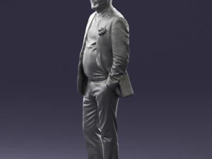 old man in grey jacket 0351 3D Model