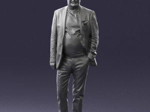 old man in grey jacket 0351 3D Model