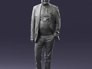 old man in grey jacket 0351 3D Model
