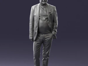 old man in grey jacket 0351 3D Model