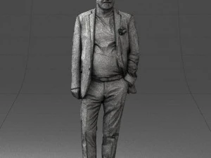 old man in grey jacket 0351 3D Model