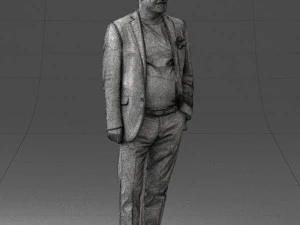 old man in grey jacket 0351 3D Model