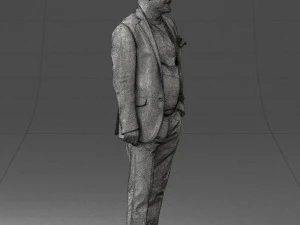 old man in grey jacket 0351 3D Model