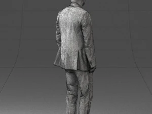 old man in grey jacket 0351 3D Model