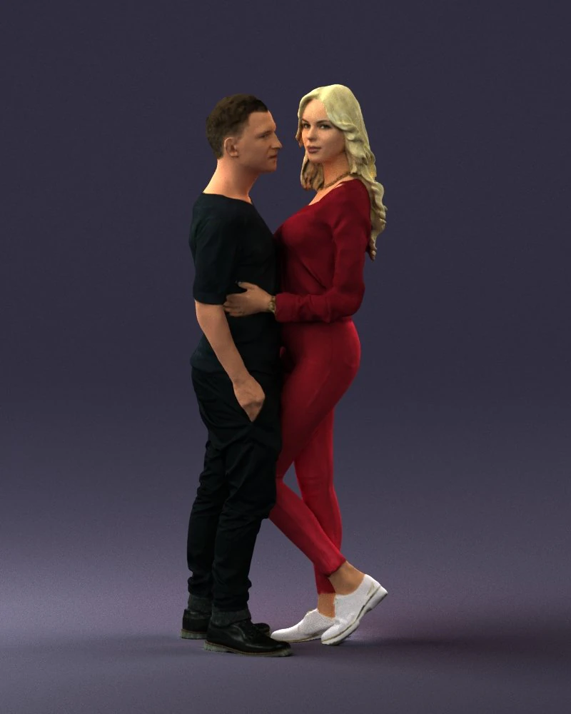 hugging young couple 0359 3D Model .c4d .max .obj .3ds .fbx .stl .blend 