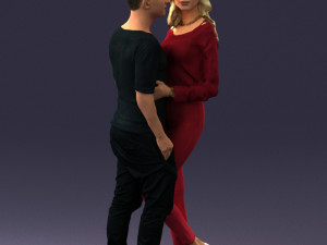 hugging young couple 0359 3D Model