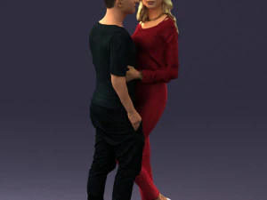 hugging young couple 0359 3D Model