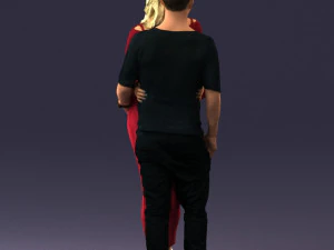 hugging young couple 0359 3D Model