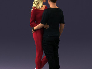 hugging young couple 0359 3D Model