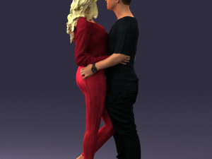 hugging young couple 0359 3D Model