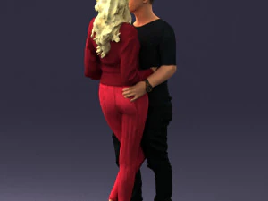 hugging young couple 0359 3D Model