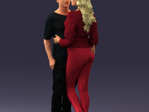 hugging young couple 0359 3D Model