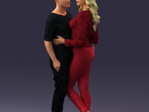 hugging young couple 0359 3D Model
