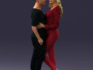 hugging young couple 0359 3D Model