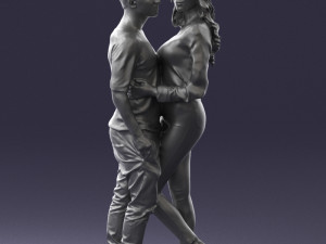 hugging young couple 0359 3D Model