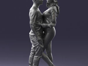 hugging young couple 0359 3D Model