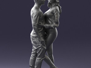 hugging young couple 0359 3D Model