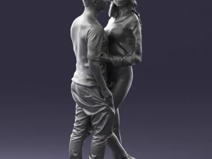 hugging young couple 0359 3D Model