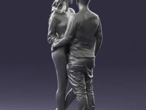 hugging young couple 0359 3D Model