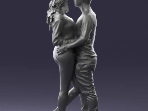 hugging young couple 0359 3D Model