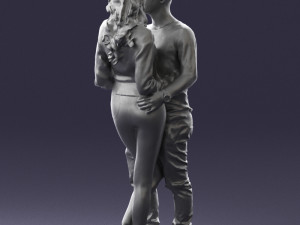 hugging young couple 0359 3D Model
