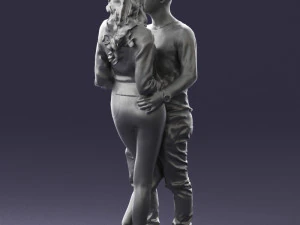 hugging young couple 0359 3D Model