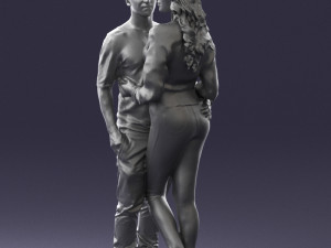 hugging young couple 0359 3D Model