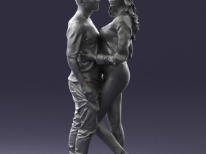 hugging young couple 0359 3D Model