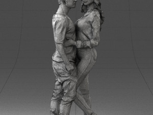 hugging young couple 0359 3D Model