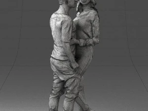 hugging young couple 0359 3D Model