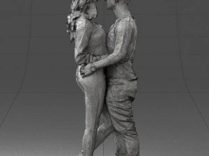 hugging young couple 0359 3D Model