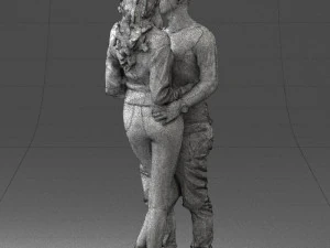hugging young couple 0359 3D Model