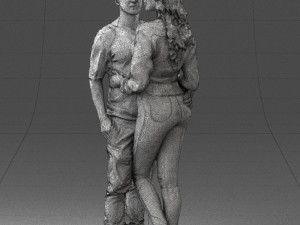 hugging young couple 0359 3D Model