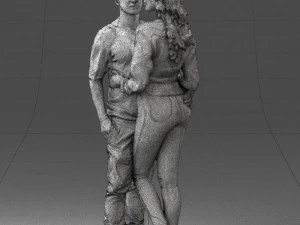 hugging young couple 0359 3D Model