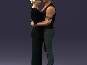hugging couple in black dress 0354 3D Model